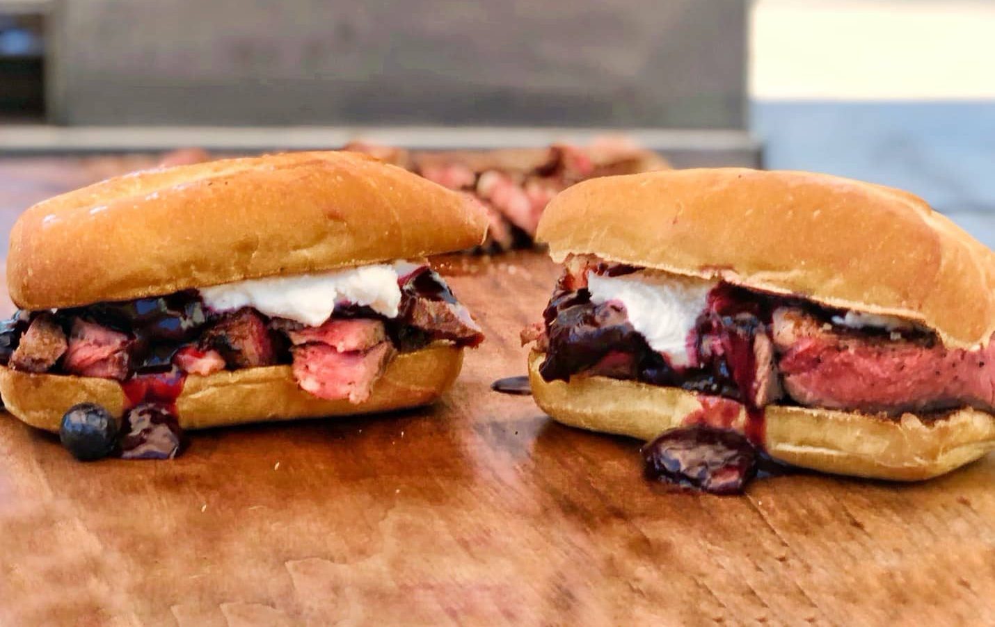Red, White and Blue Ribeye Sandwiches from the Beefer